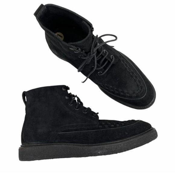 All Saints black suede leather lace up hiking Chukka combat boots men's size 11 - Picture 2 of 16